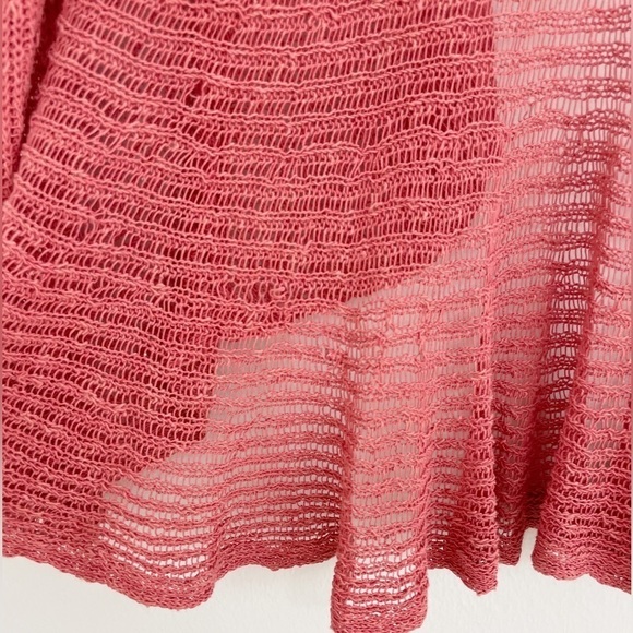 Eileen Fisher Coral Loose Knit Linen Blend Peplum Cardigan Sweater Size Small - Picture 13 of 15